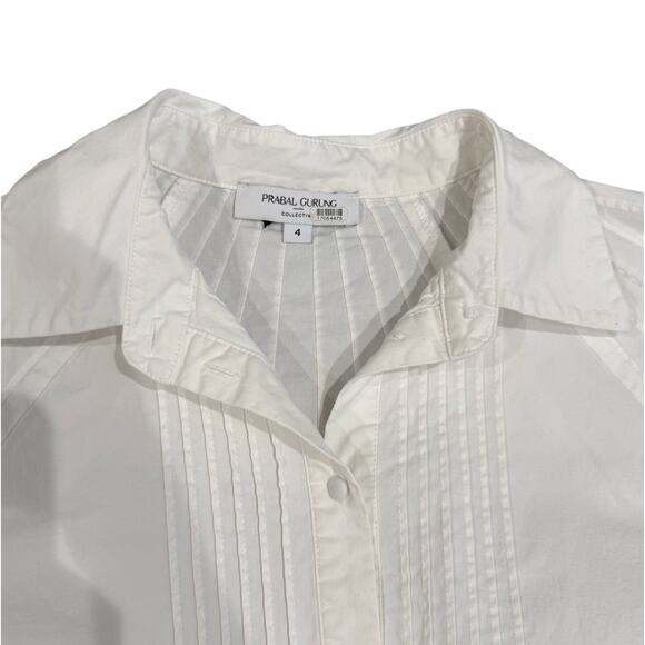 Prabal Gurung x RTR Poplin Split Sleeve Tuxedo Shirt in White, Size US 4 - Picture 5 of 8
